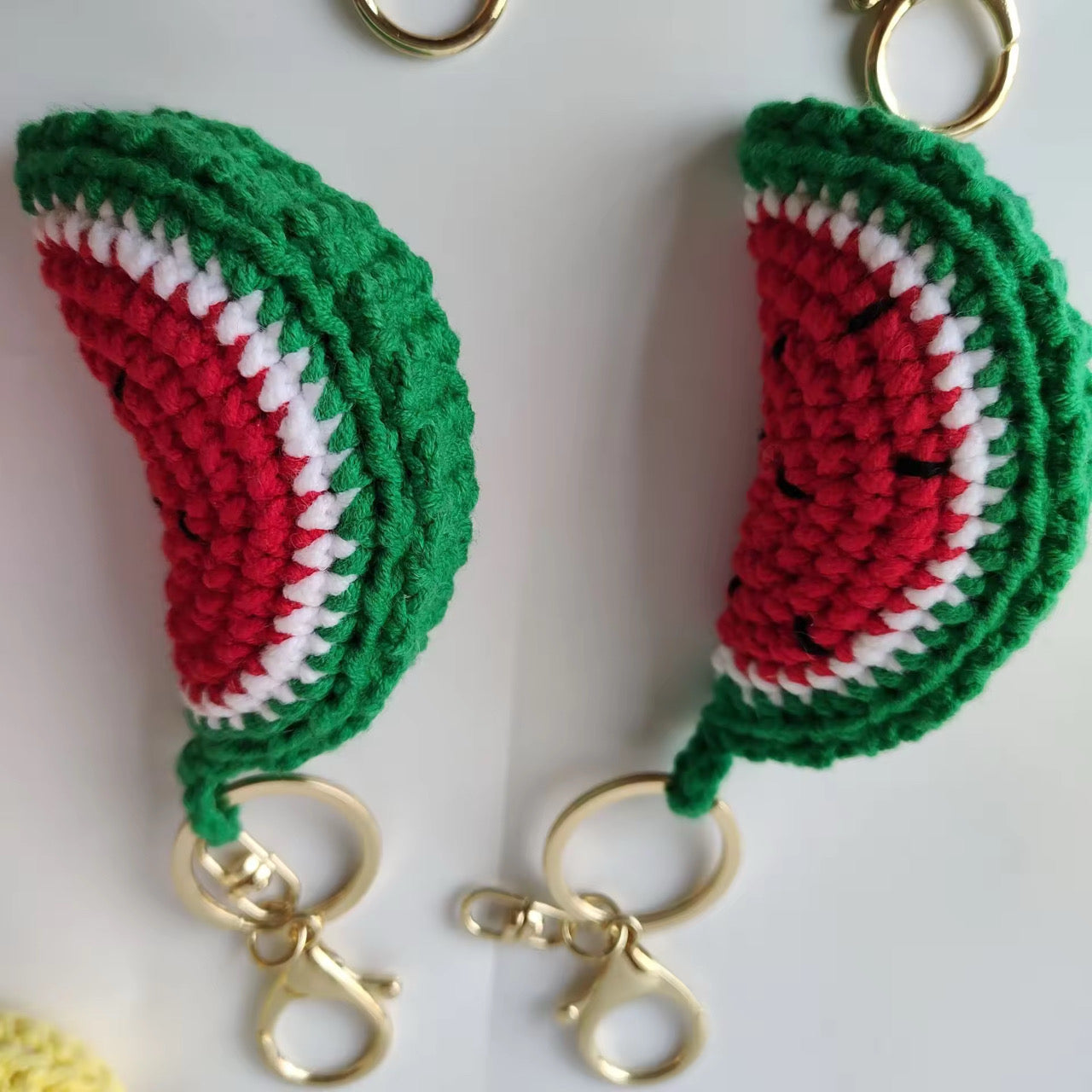 Handmade knitted watermelon keychain
