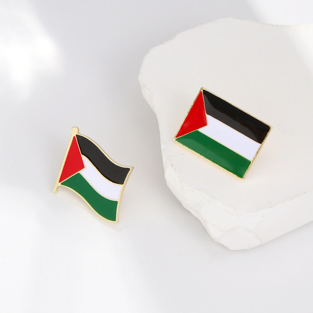 Spilla Distintivo Palestina Con Strass E Fiore – Placcata Oro Multitonale - Foto 4