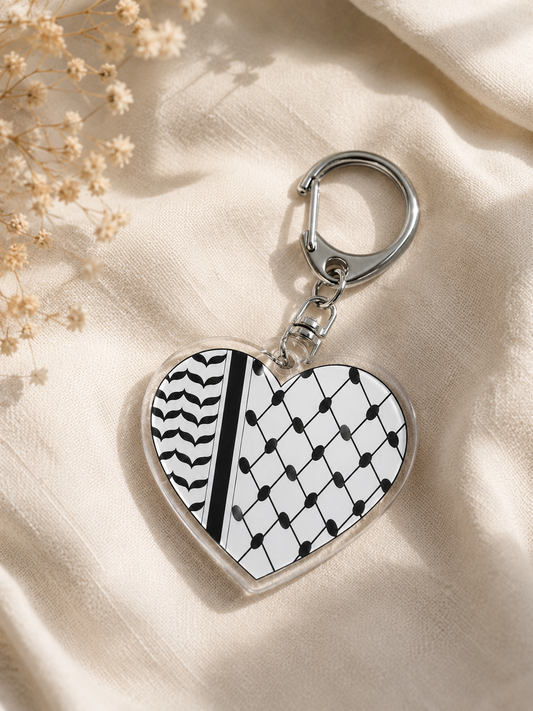 Keffiyeh Pattern Heart Keychain