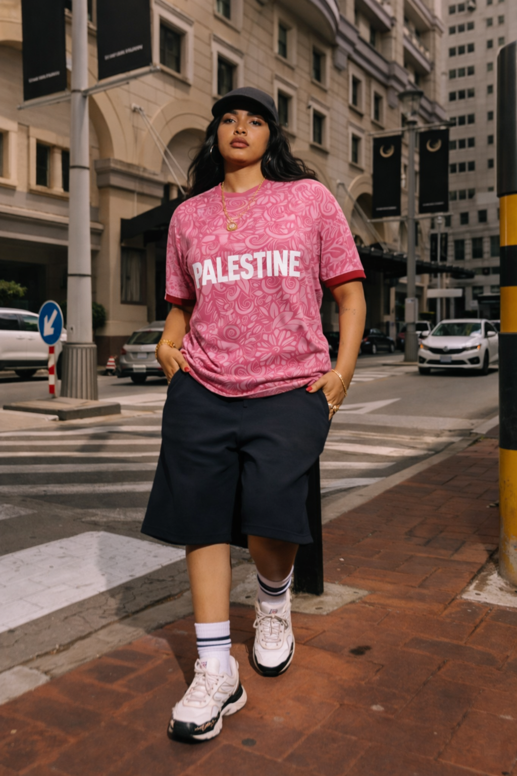Palestine Football T-shirt Pink
