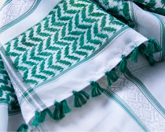 Kufiya/Keffiyeh Groen/Wit Premium Katoen