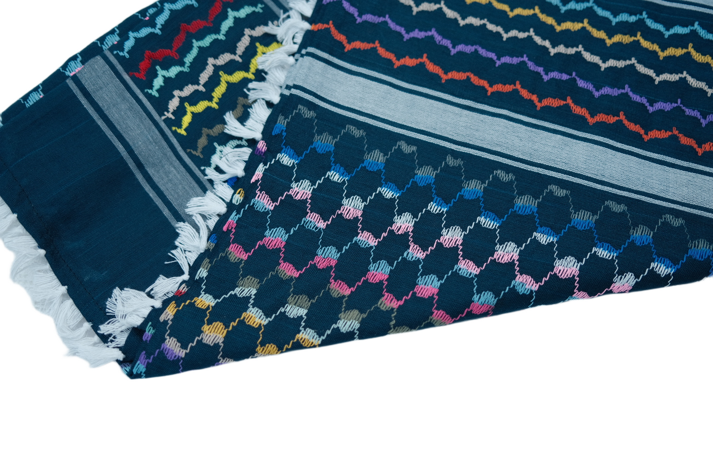 Kufiya/Keffiyeh Arco-íris Azul 100% Algodão