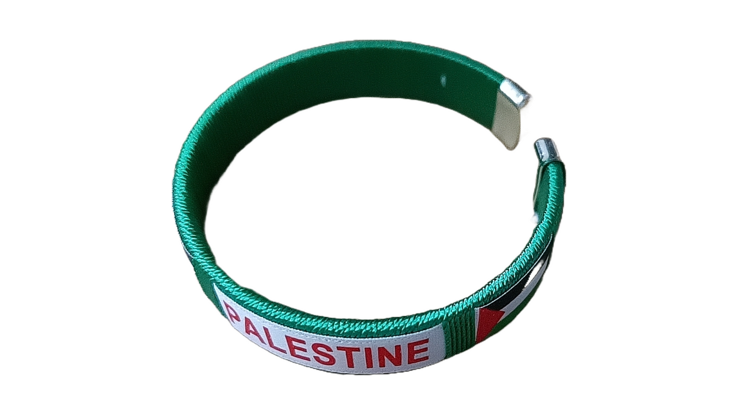 Palestina Pulseira com Texto Vermelho Preto/Vermelho/Verde