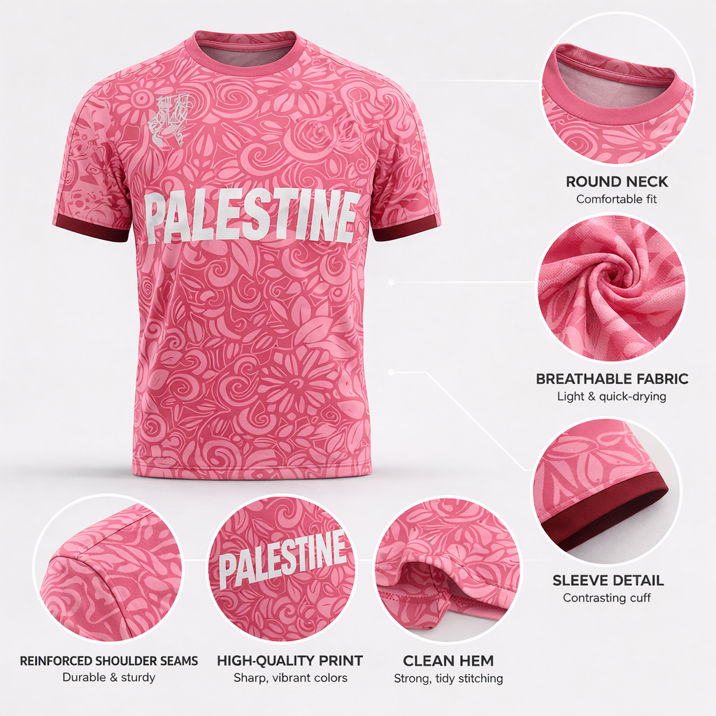 Palestine Football T-shirt Pink