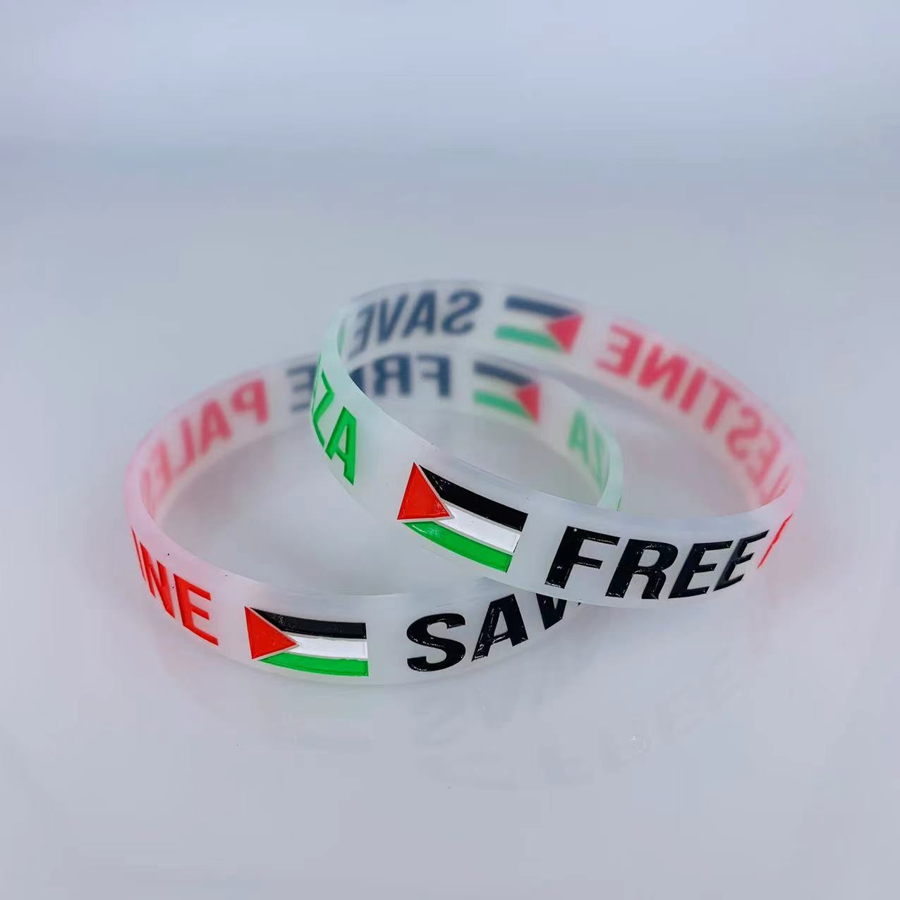 FREE Palestina, Salvar Gaza Pulseira Preta/Branca