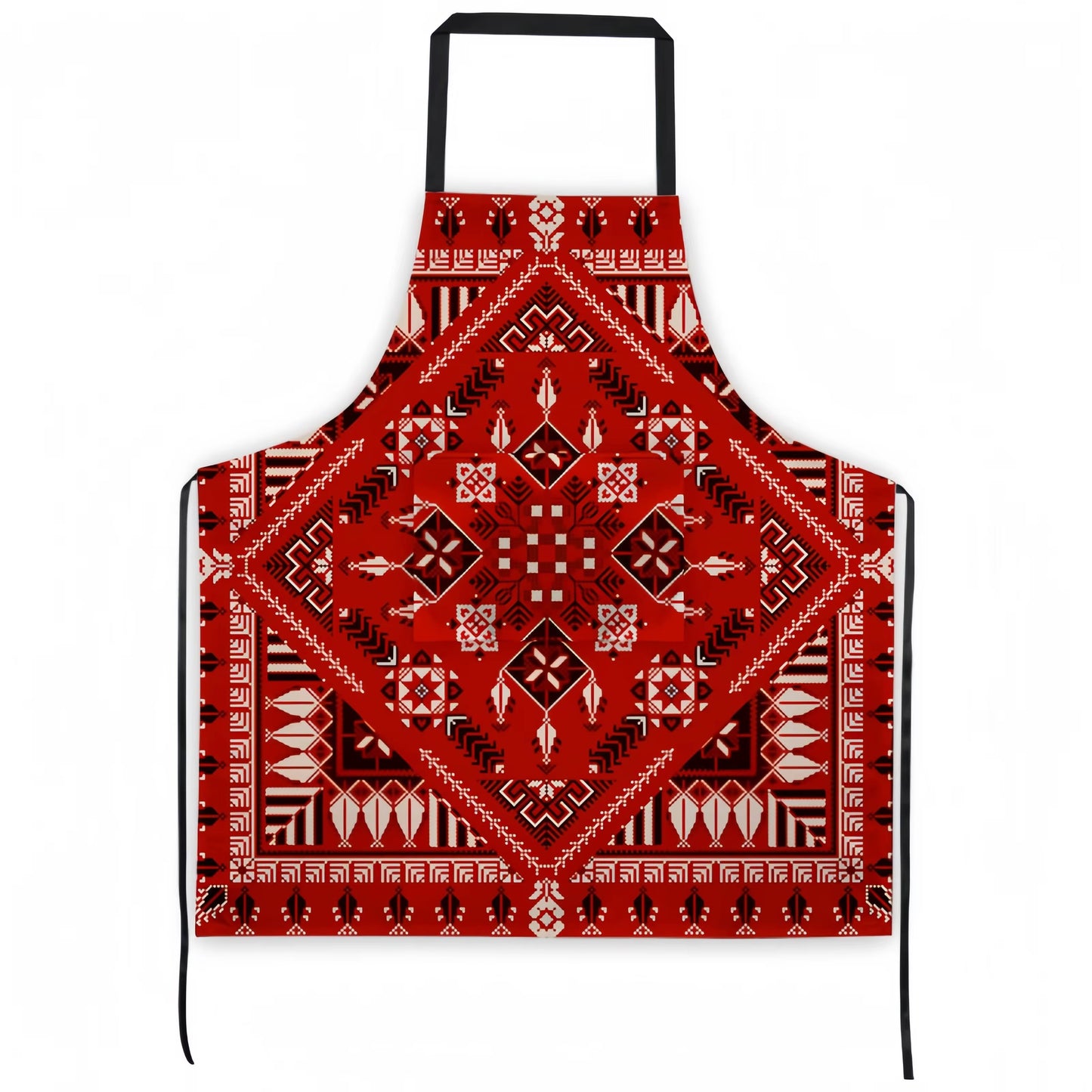 Red Apron with Tatreez Pattern