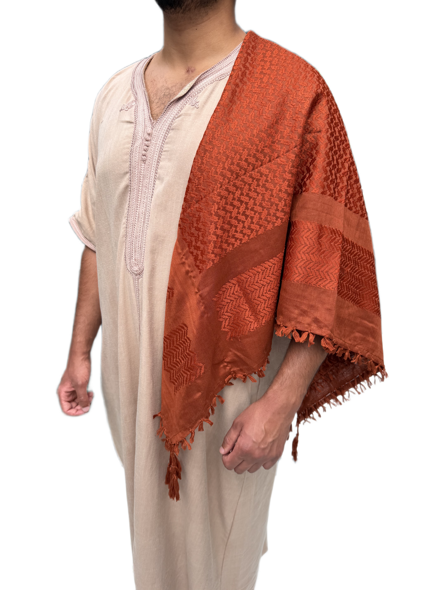 Kufiya/Keffiyeh Fully Camel Brown Premium