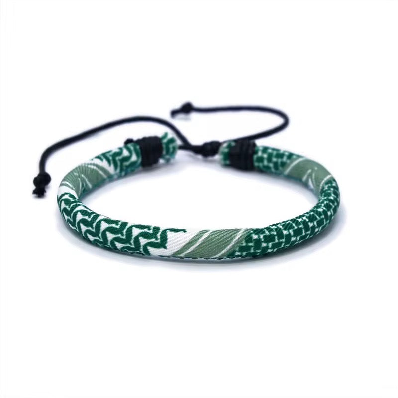 Keffiyeh Armband Rond Rood/Groen/Zwart
