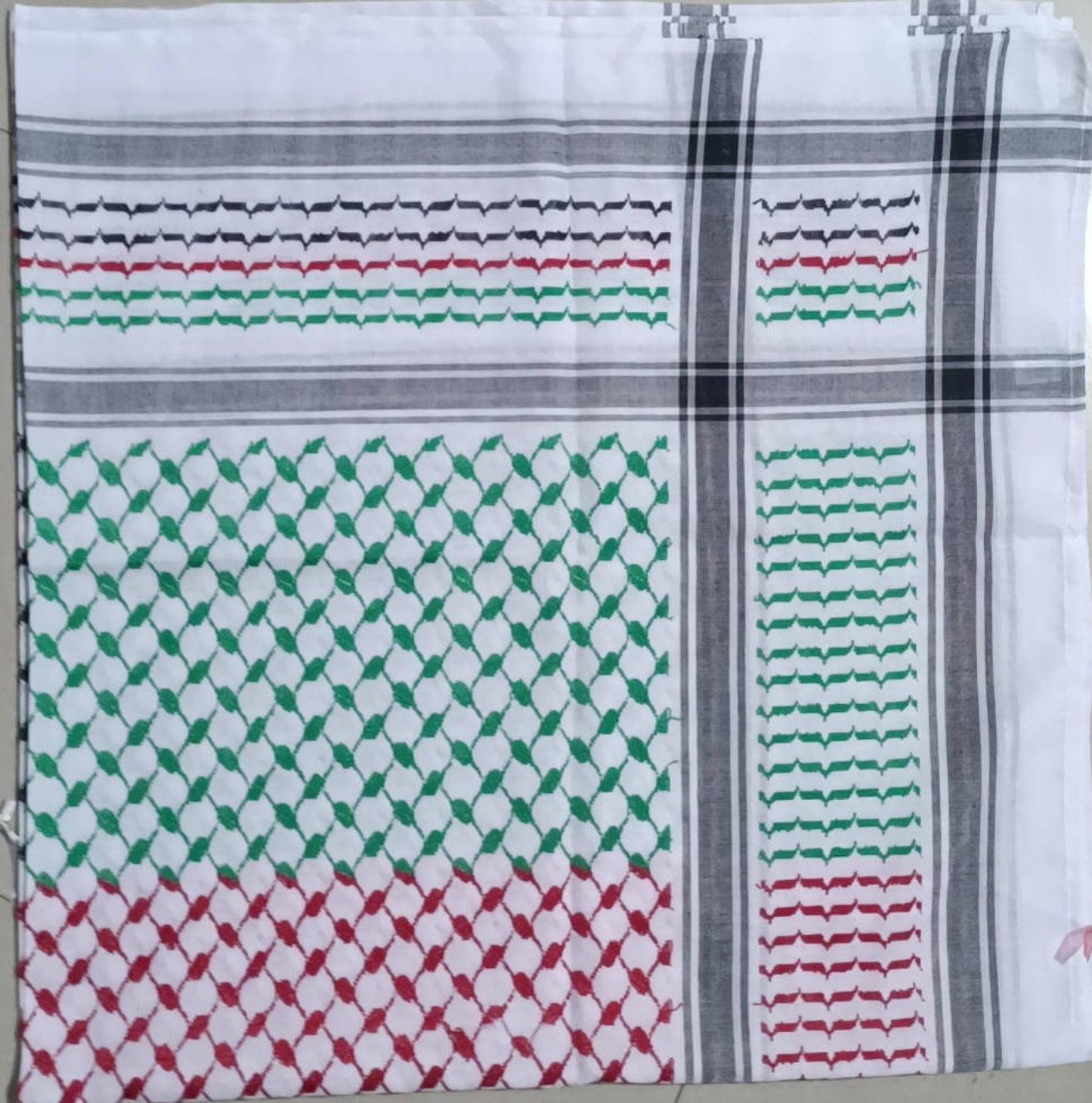Kufiya/Keffiyeh com cores da Palestina & Tecido Macio 127x127 cm