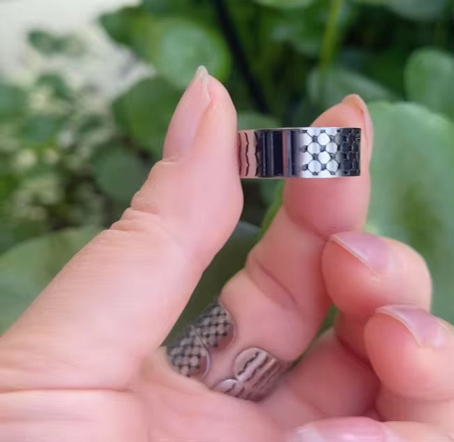 Anillo Palestina con patrón Keffiyeh