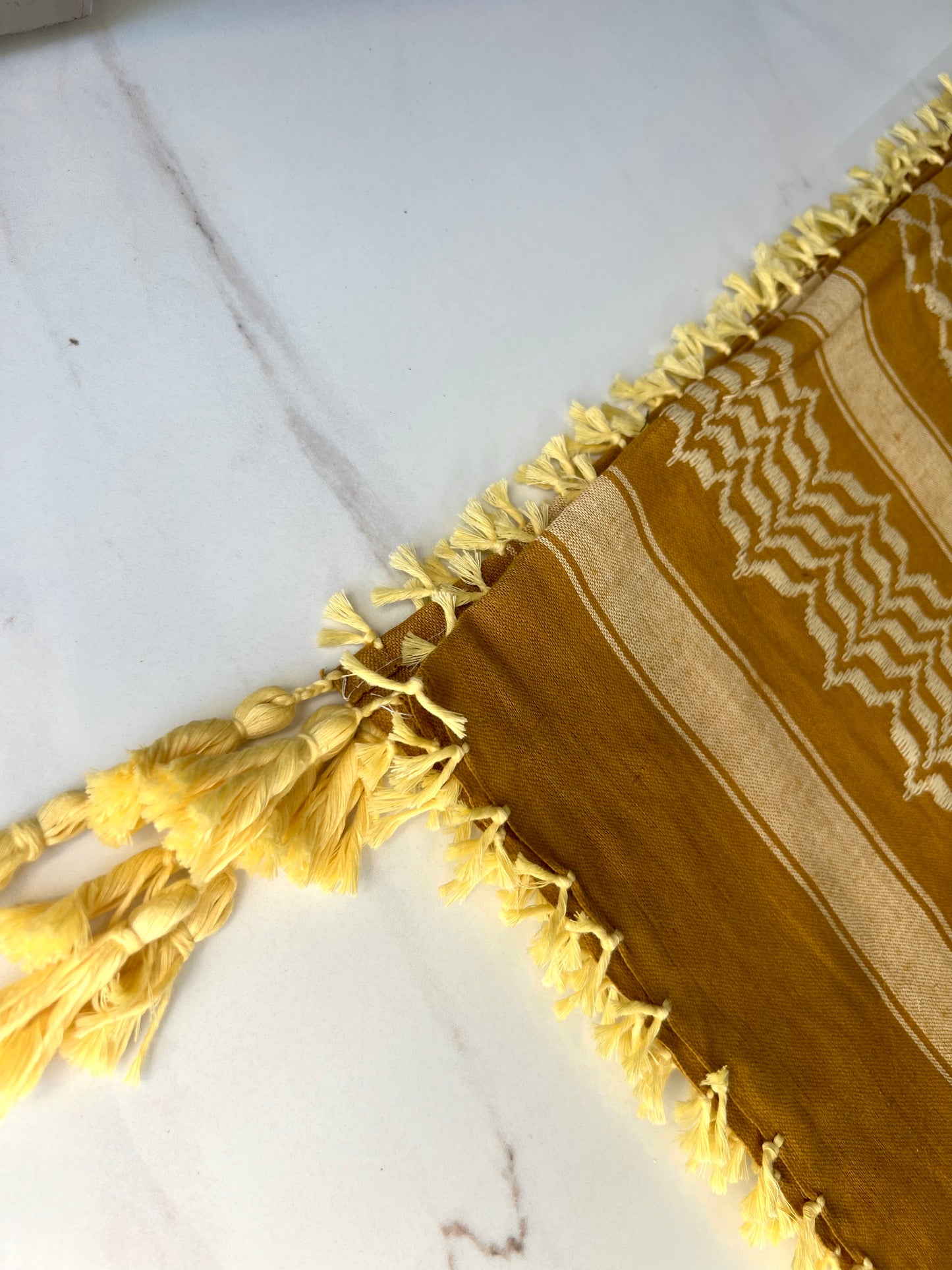 Kufiya/Keffiyeh Guld/Vit 100% Bomull