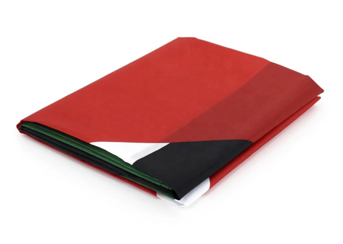Kufiya/Keffiyeh com Nadadeiras Vermelho 127x127 cm + bandeira da Palestina 90x150 cm Oferta Combinada