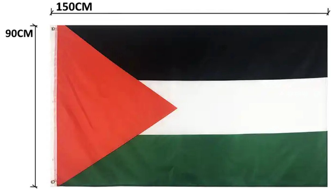 Kufiya/Keffiyeh Preto com Franja 127x127 cm + Bandeira da Palestina 90x150 cm Oferta Combinada