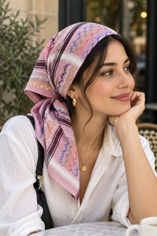 Kufiya/Keffiyeh Bandana Pink Rainbow