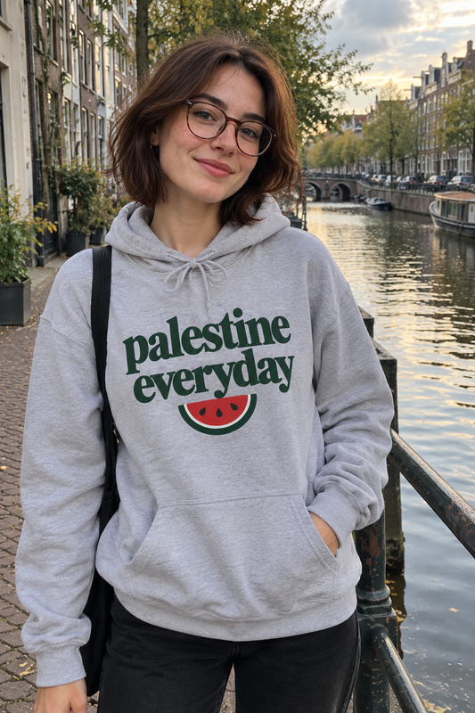 KI-Stimmungsbild des Palestine Everyday Hoodie in Sport Grey