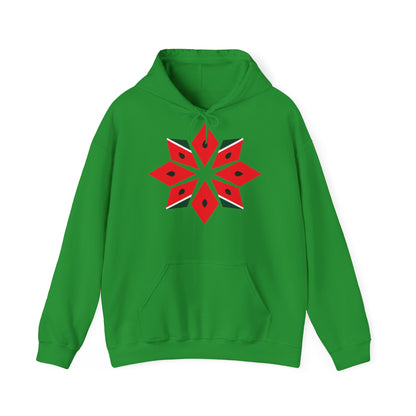 Melon Tatreez Hoodie in Irish Green, Vorderseite mit Aufdruck