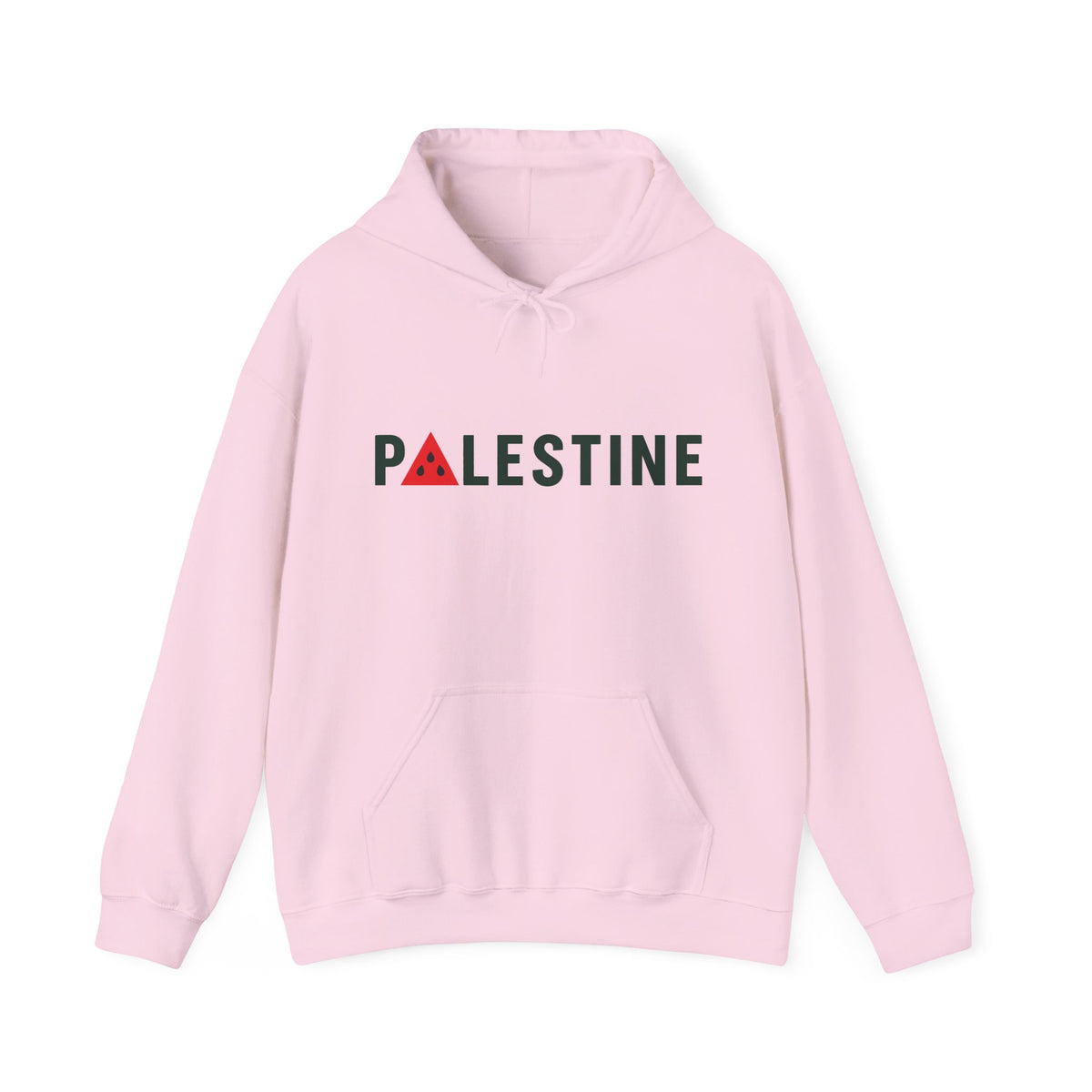 Palestine Watermelon Hoodie in Light Pink, voorkant met print