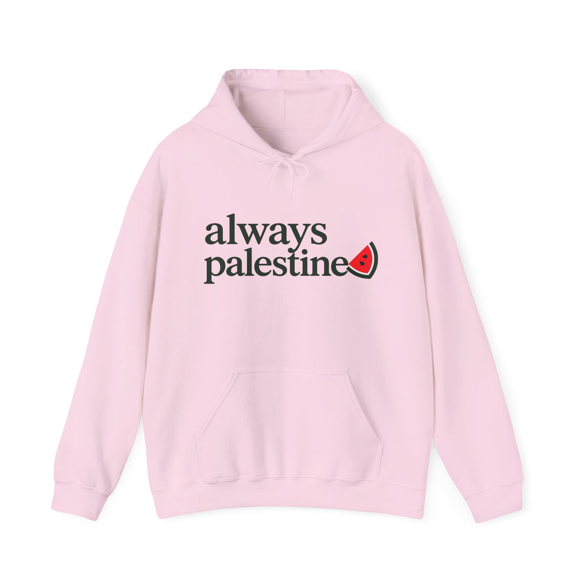 Sweat à capuche Always Palestine rose clair, imprimé sur le devant