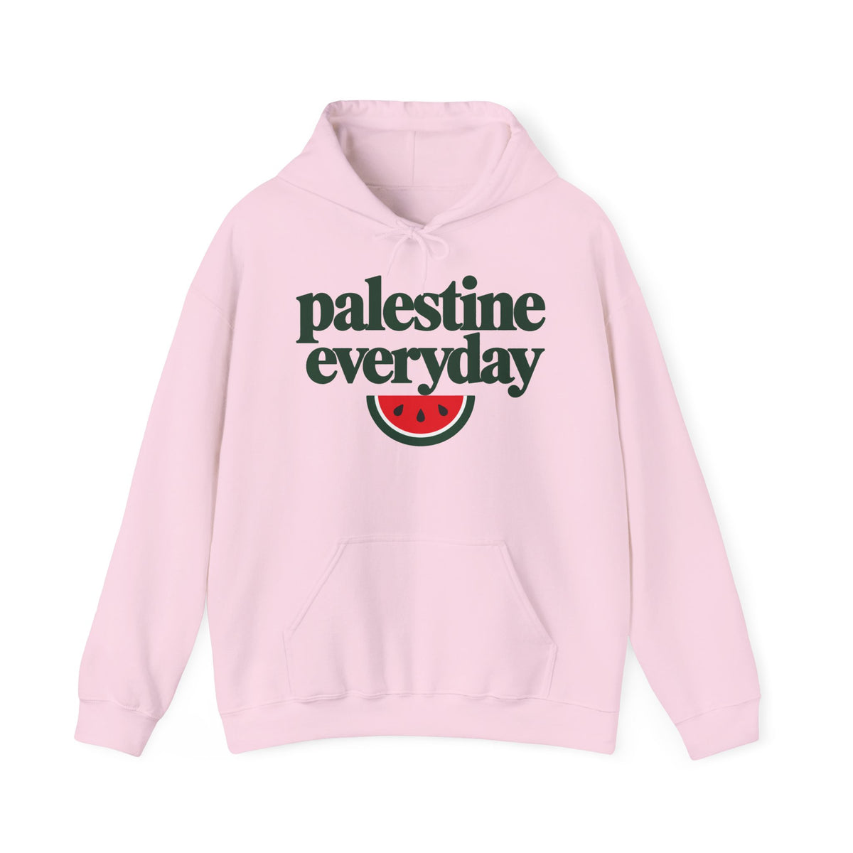 Palestine Everyday Hoodie in Light Pink, front with print