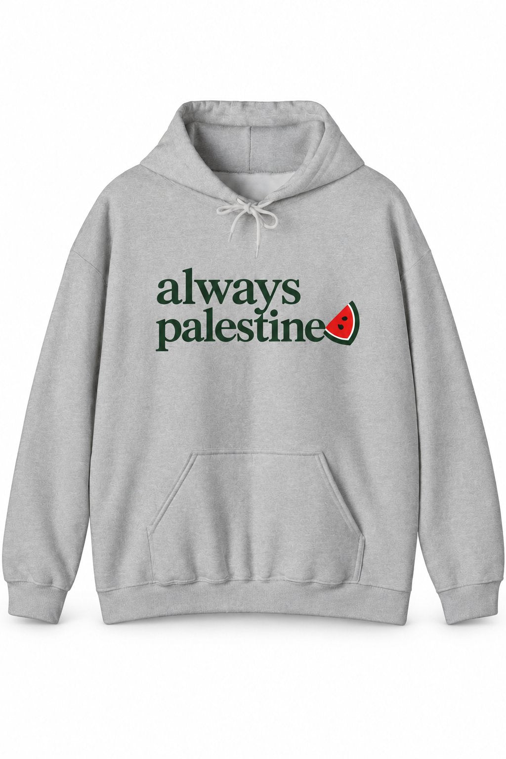 Sweat à capuche Always Palestine en gris sport, imprimé sur le devant