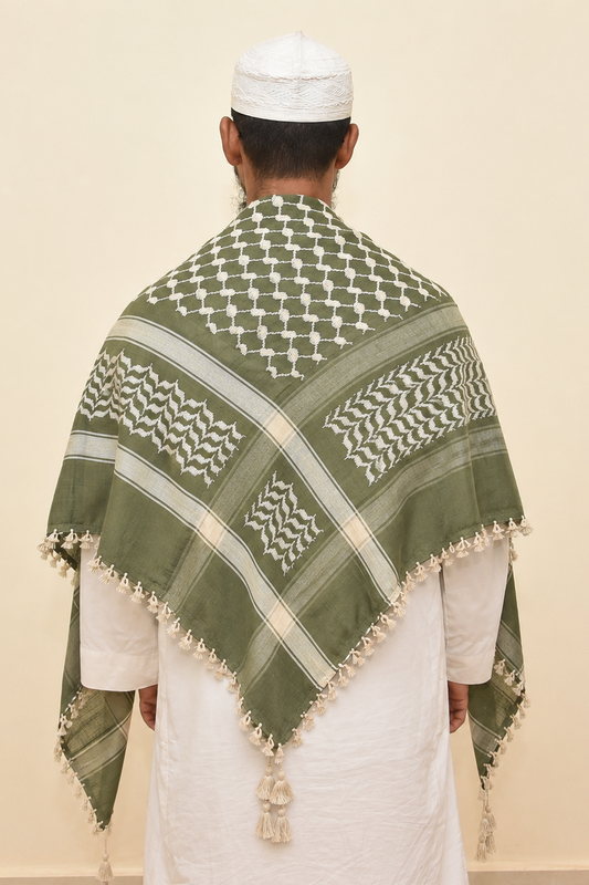 Kufiya/Keffiyeh Olivgrün 100% Baumwolle