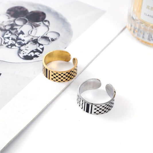 Anel Palestina com Padrão Keffiyeh