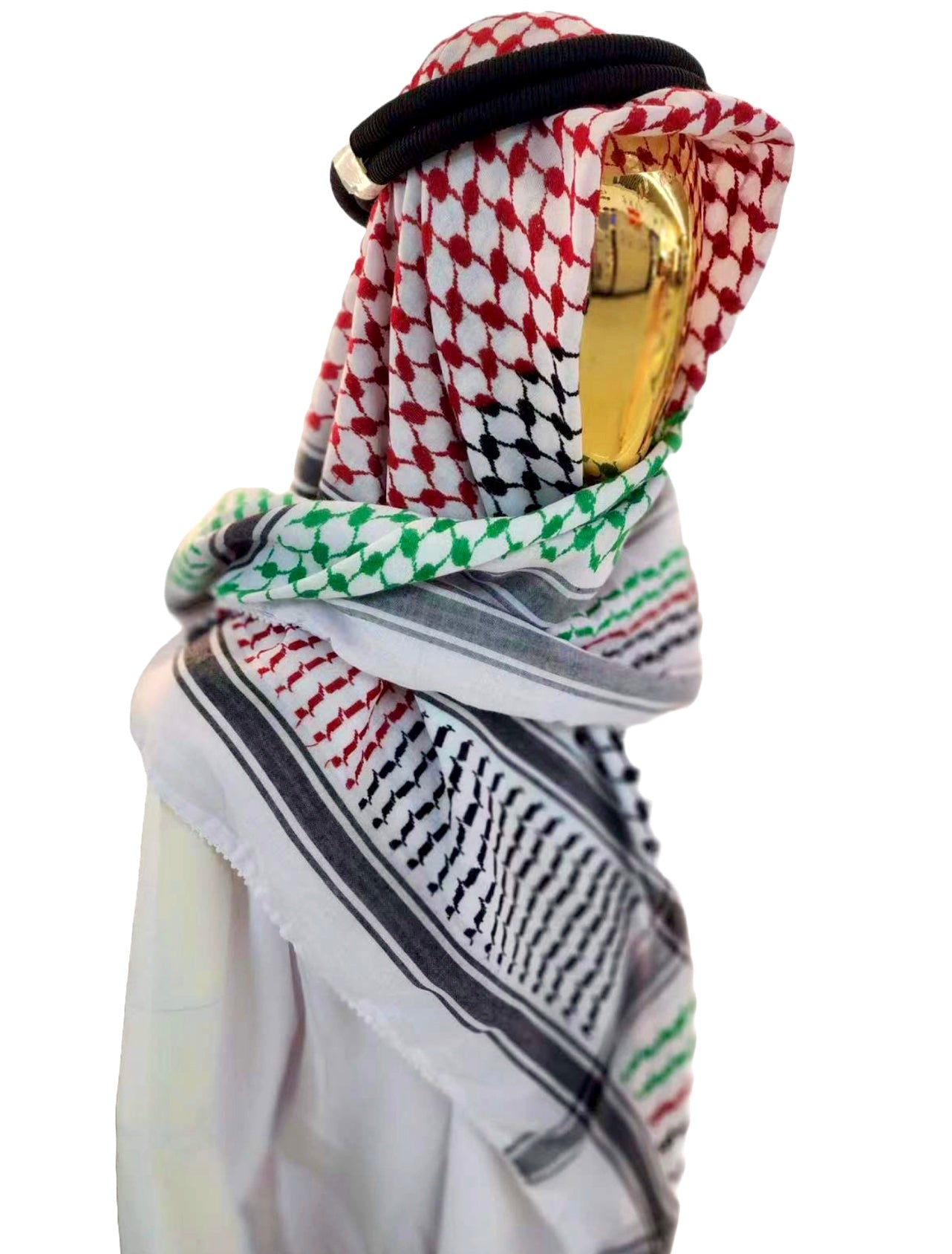 Kufiya/Keffiyeh with Palestine colors 127x127 cm