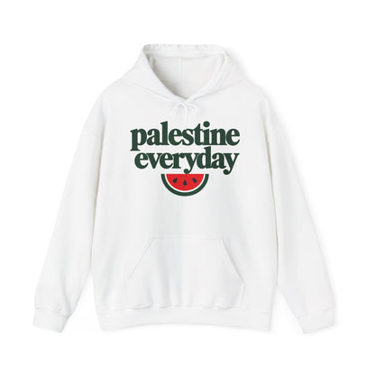 Palestine Everyday Hoodie in white, printed front