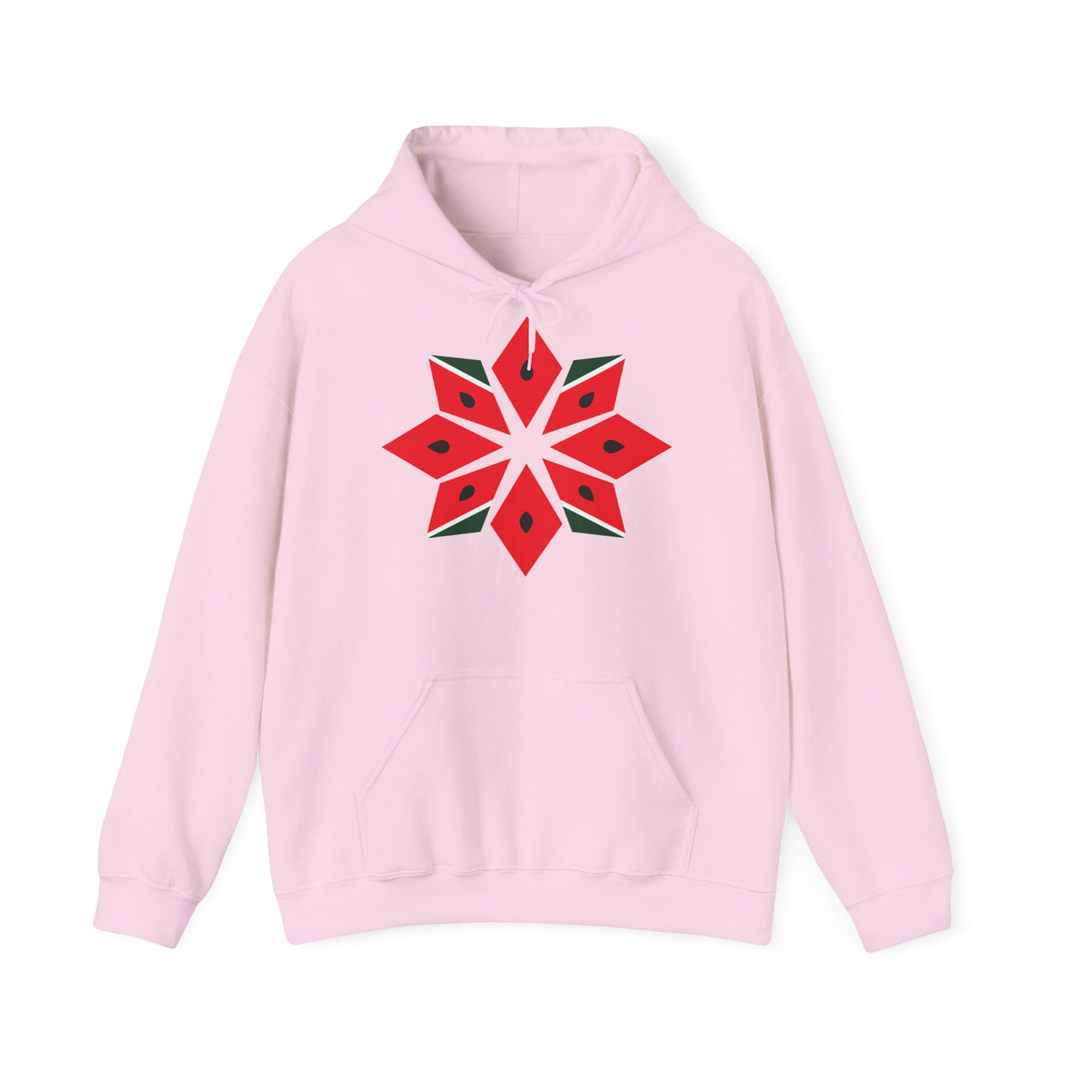 Melon Tatreez Hoodie in Hellrosa, Vorderseite mit Print