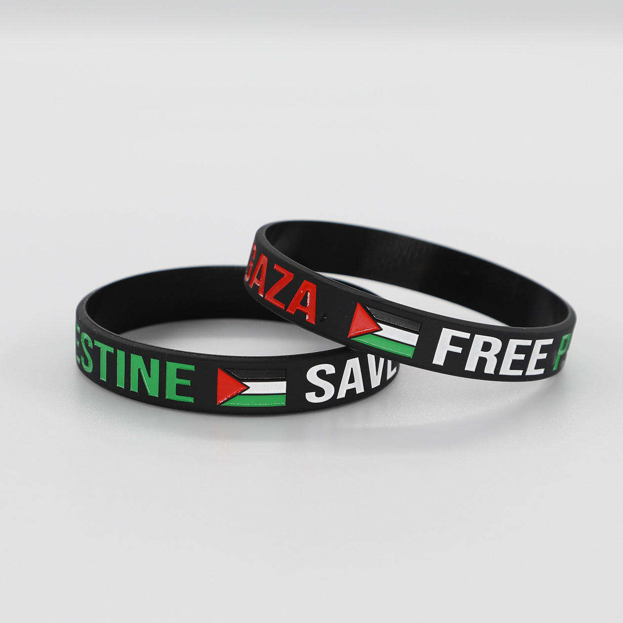 FREE Palestine, Save Gaza Armbandje Zwart/Wit