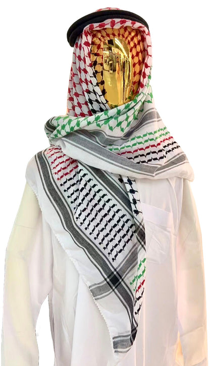 Kufiya/Keffiyeh mit Palästina-Farben 127x127 cm