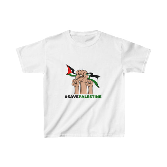 Kinder #SavePalestine T-Shirt aus schwerer Baumwolle