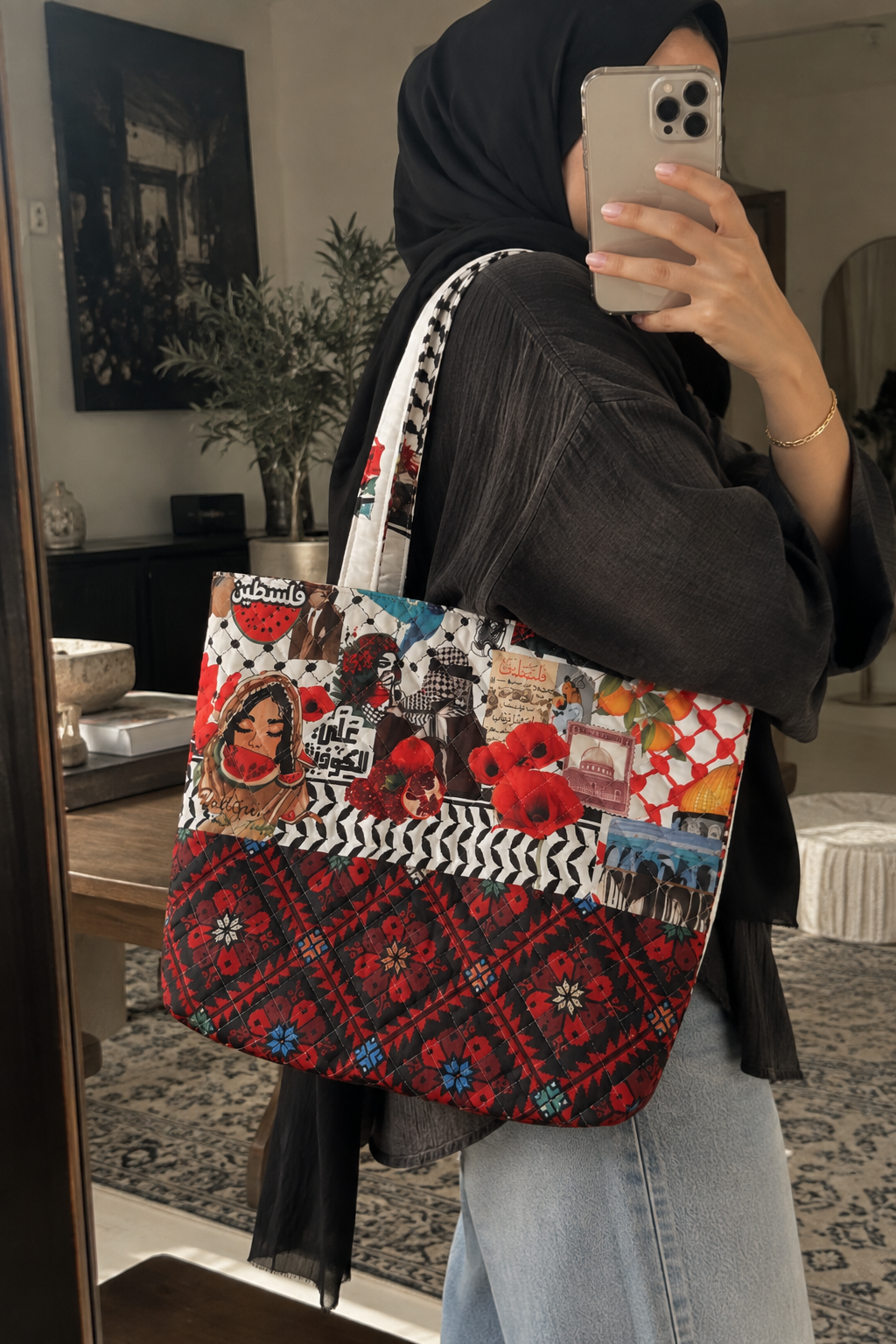 Premium Totebag med palæstinensisk kunst