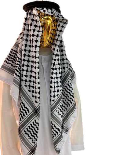 Kufiya/Keffiyeh Black-White 127x127 cm + Palestine flag 90x150 cm Combi Deal