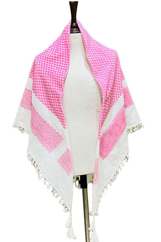 Kufiya/Keffiyeh Pink 100% Premium Cotton