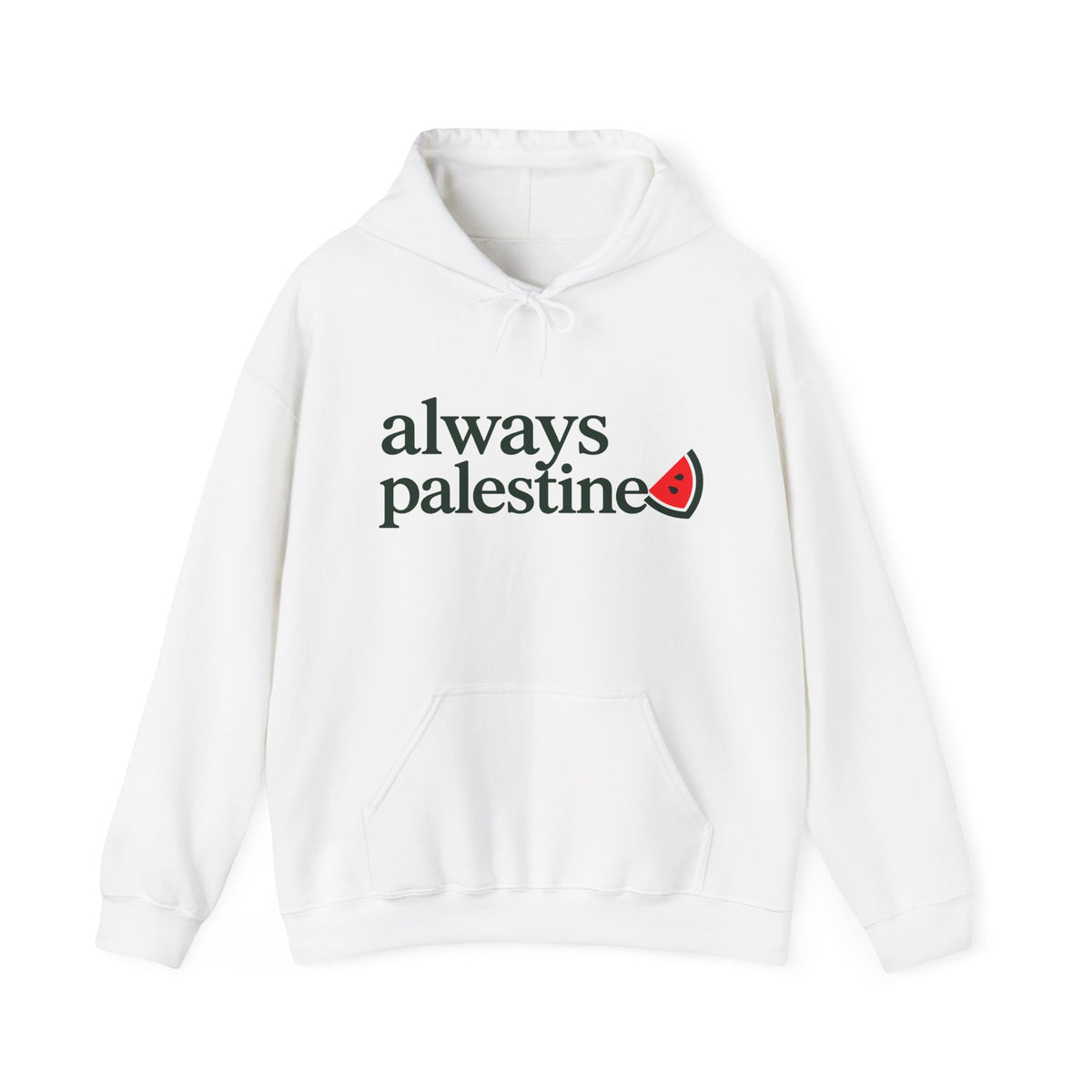 Sweat à capuche Always Palestine blanc, imprimé sur le devant