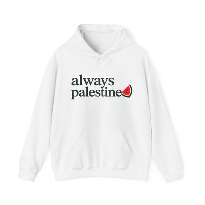 Sweat à capuche Always Palestine blanc, imprimé sur le devant