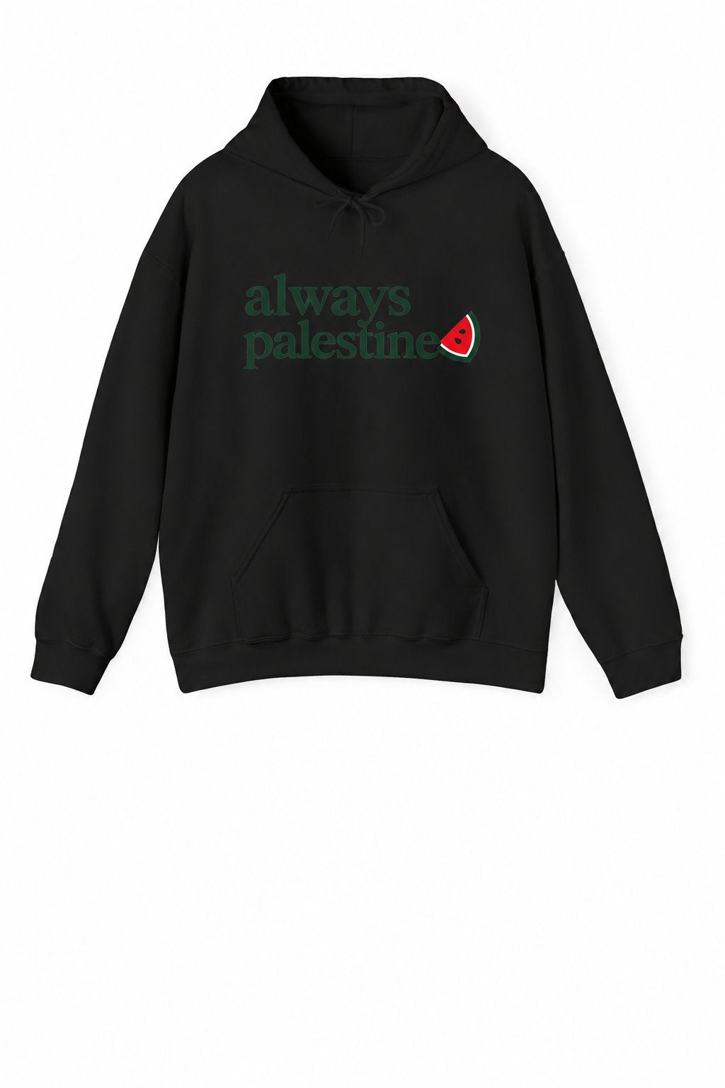Sweat à capuche Always Palestine noir, imprimé sur le devant