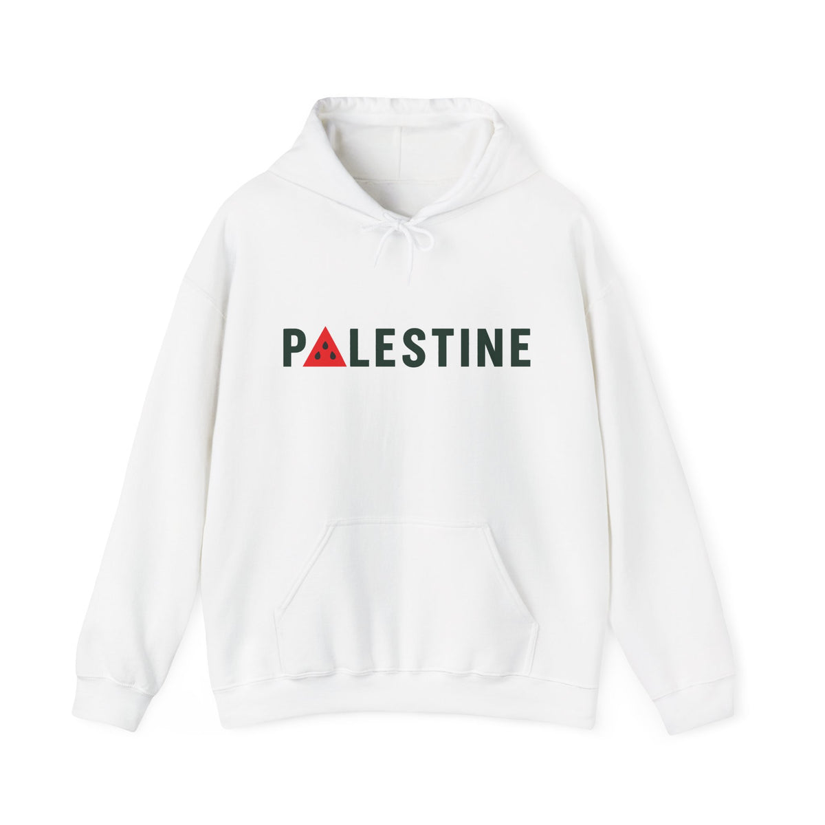 Palestine Watermelon Hoodie in wit, voorkant met print