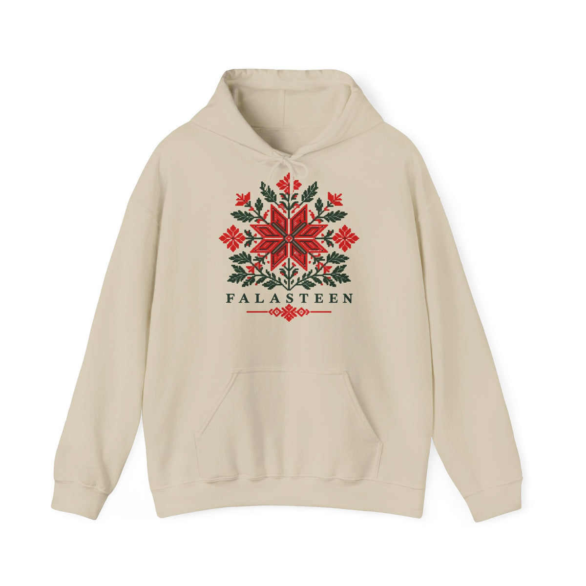 Tatreez Bloom Hoodie in Sand mit Frontprint