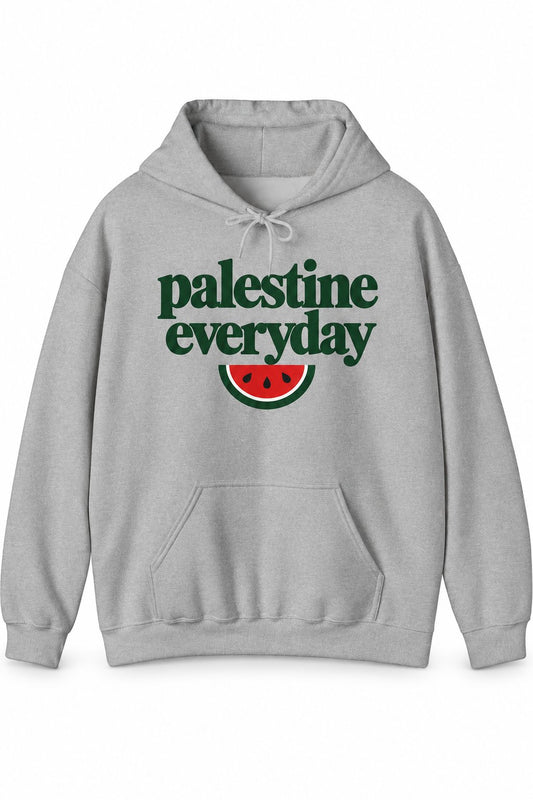 Palestine Everyday Hoodie in Sport Grey, Vorderseite mit Aufdruck