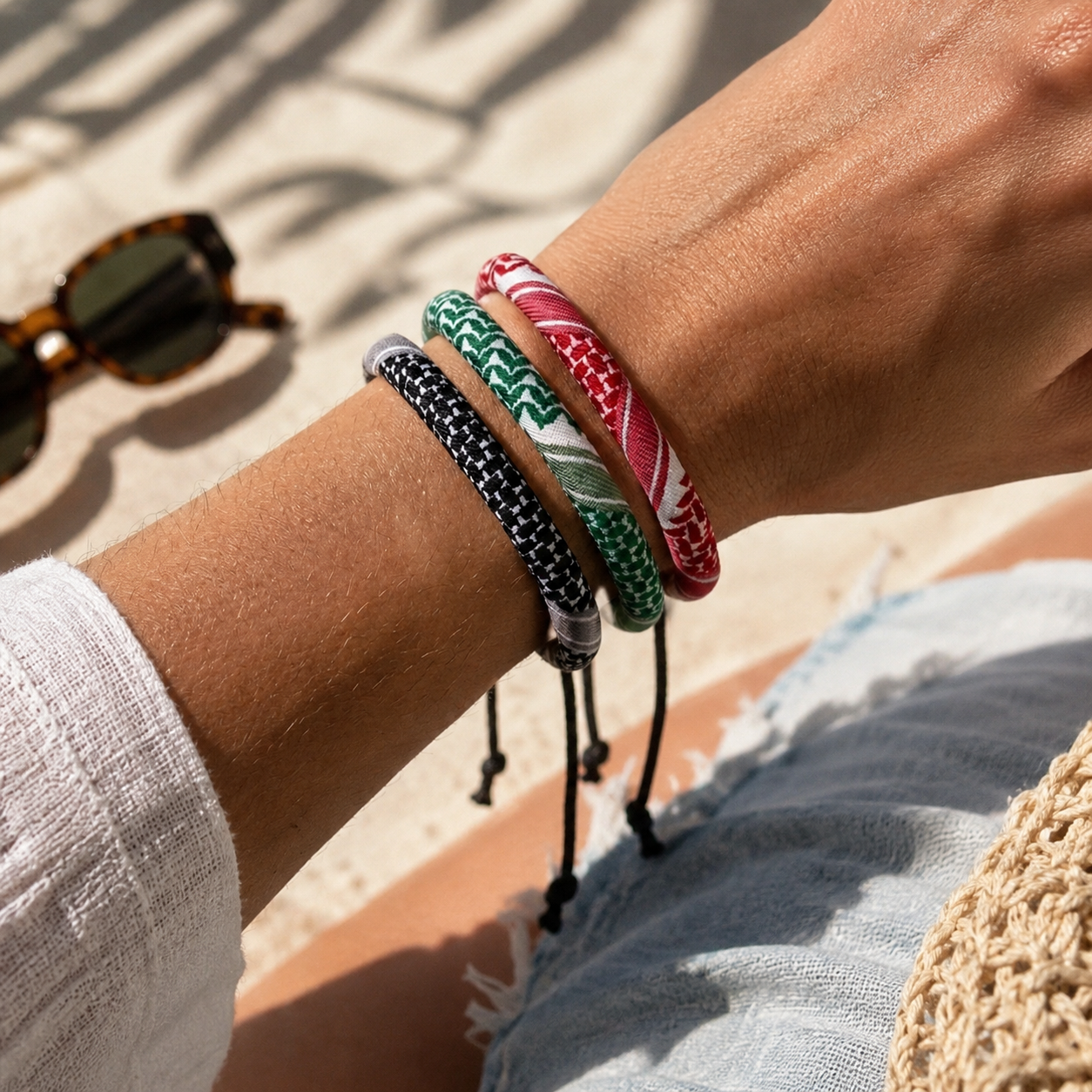 Keffiyeh Bracelet Red/Green/Black