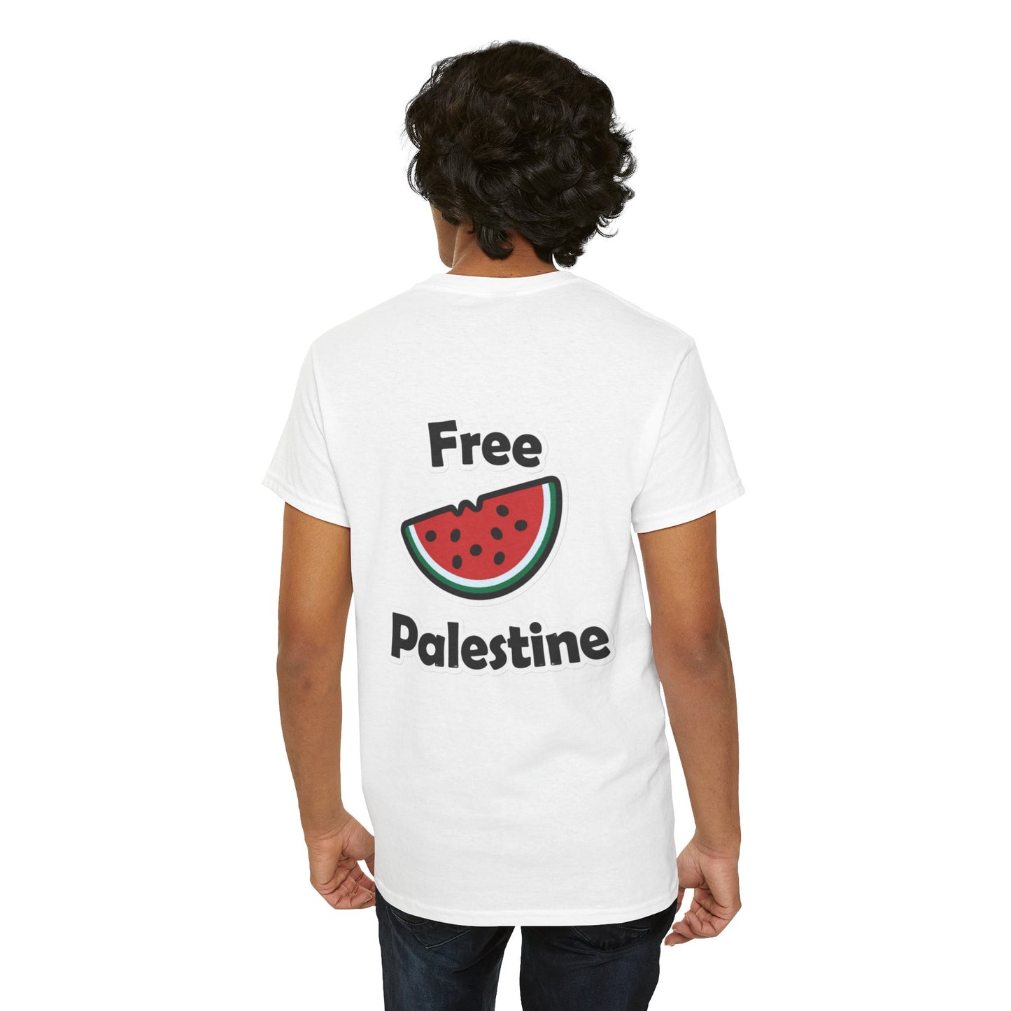 Free Palestine Watermelon (Back Print) T-Shirt Heavy Cotton