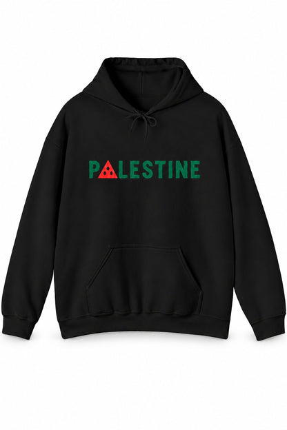 Palestine Watermelon Hoodie in zwart, voorkant met print