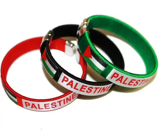 Palestina Armband met Rode Text Zwart/Rood/Groen
