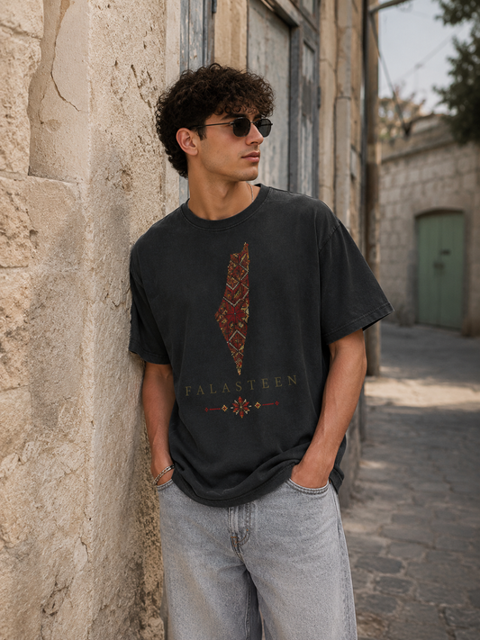 Falasteen Tatreez Landmap Oversized Tee