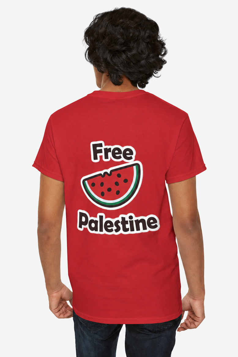 Free Palestine Watermelon (Back Print) T-Shirt Heavy Cotton