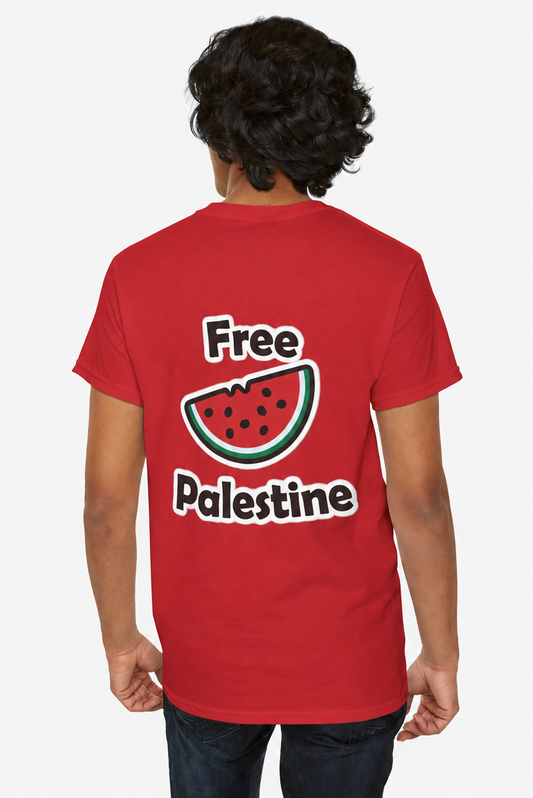 T-shirt en coton lourd Free Palestine Watermelon (impression au dos)