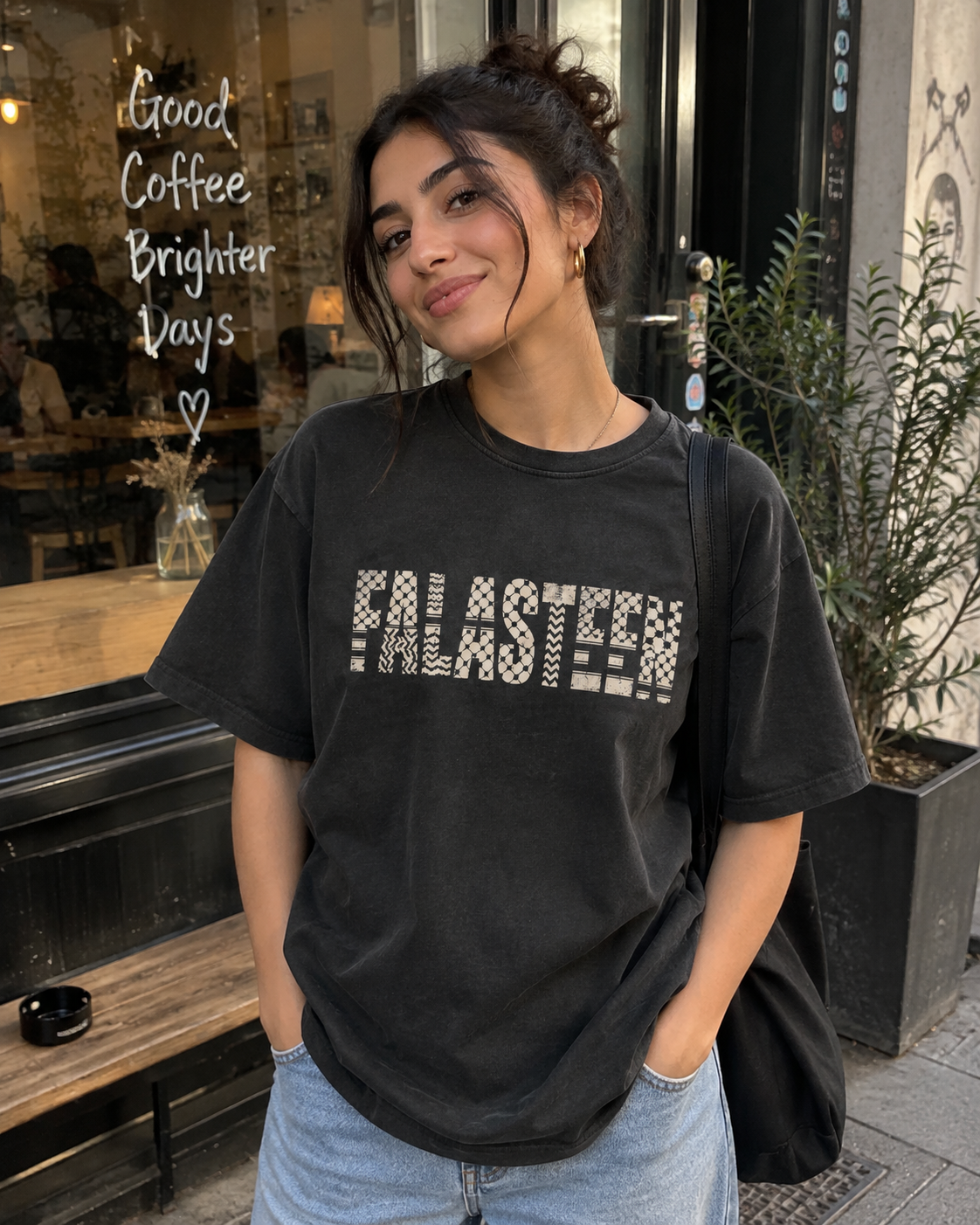 Falasteen Keffiyeh Washed Oversized Tee