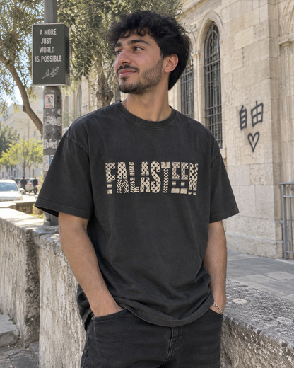 Falasteen Keffiyeh Washed Oversized Tee